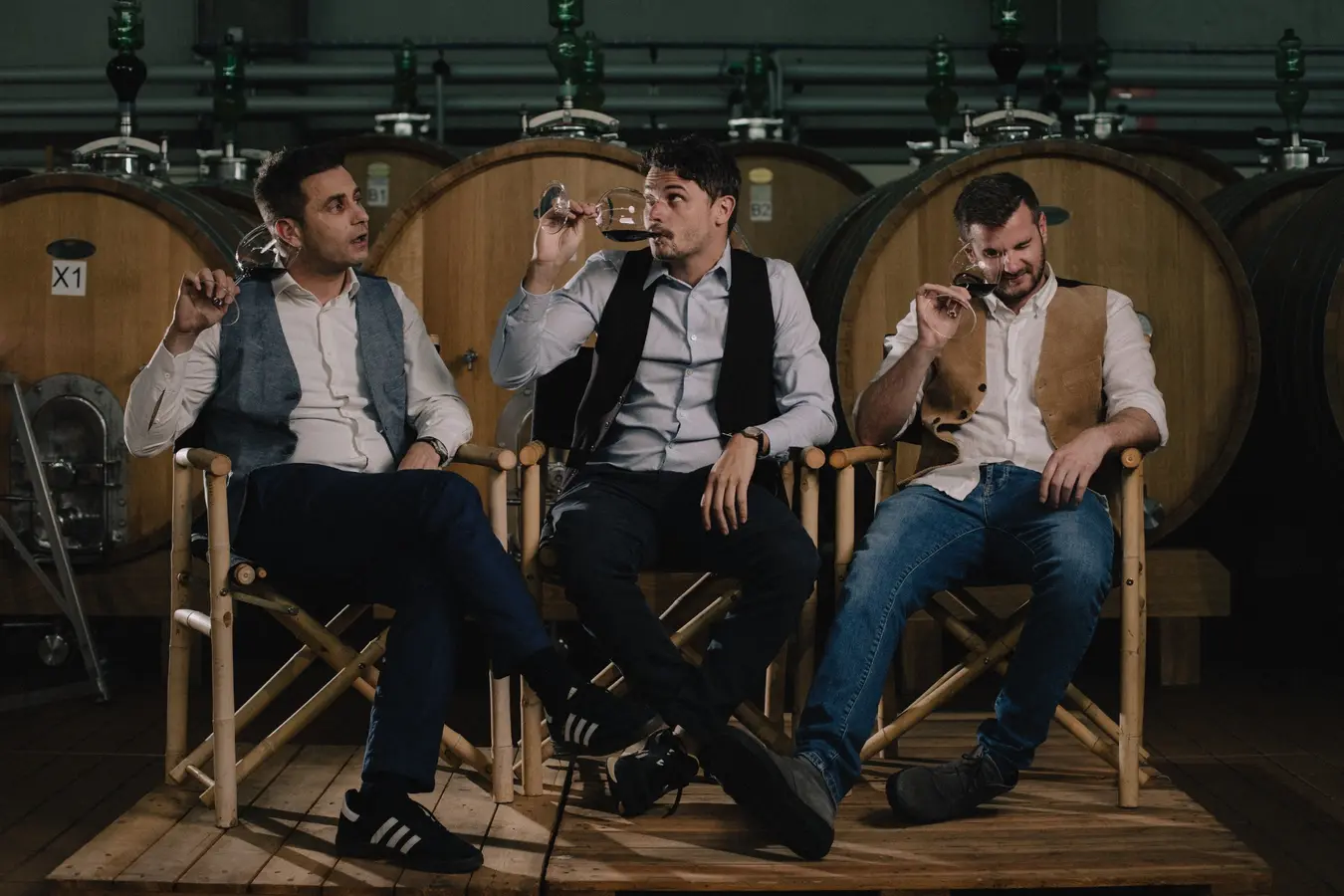 Matteo, Alessio and Lucas, from left to right, at the Inama estate